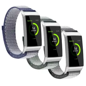 أربطة من النايلون Tschick, أربطة من النايلون Tschick لـ Fitbit Charge 3/3 SE الفرقة تنفس النايلون الرياضة حلقة Charge3 حزام سوار للشحن 3 ساعة ذكية