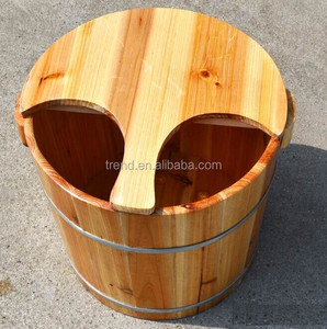 Cubo de madera para masaje de pies, spa, 26,40cm de altura, 37cm de diámetro - Product Image 3