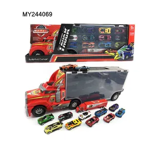 Детский литый под давлением автомобиль Трактор трейлер грузовик игрушки с 12 шт маленькой машины