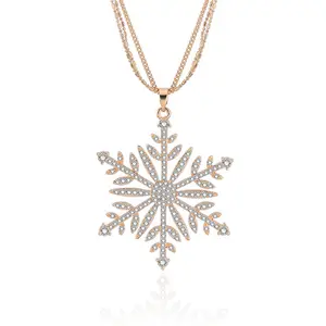 Charms grandi pendenti con fiocco di neve in oro collane per donna dichiarazione accessori in cristallo argento collana regalo gioielli donna