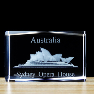 3D grabado láser famoso modelo <span class=keywords><strong>de</strong></span> edificio <span class=keywords><strong>de</strong></span> cristal vidrio <span class=keywords><strong>Sydney</strong></span> <span class=keywords><strong>Opera</strong></span> House cubo - Product Image 1