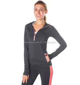 Fresco delle donne vestito di pista mezza Zip con cappuccio pianura tuta da jogging