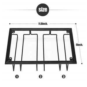 Sản Xuất Màu Đen Kim Loại Treo Rượu Vang Thủy Tinh Chủ Hình Chữ Nhật Dưới Tủ Rượu Vang Giá Với Stemware Thuận Tiện Giải Pháp Lưu Trữ - Product Image 5