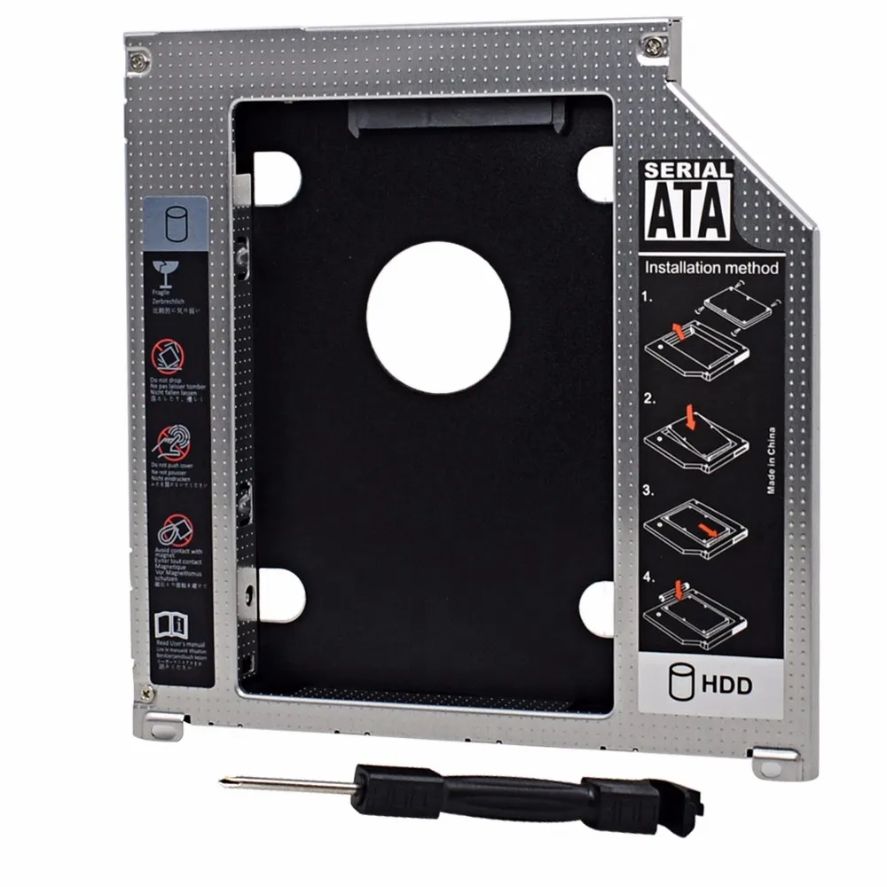 알루미늄 Optibay 9.5mm SATA 3.0 2nd HDD 캐디 SSD CD DVD 케이스 인클로저 캐디 Macbook Pro 13 "15" 17 "SuperDrive