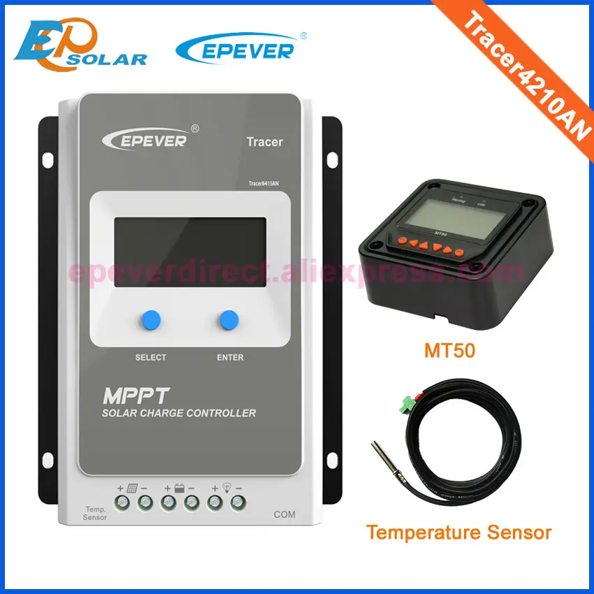 MPPT EPEVER Солнечный портативный контроллер 4210AN с датчиком температуры и MT50 метров для пользовательских настроек зарядное устройство регулятор 40A