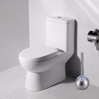 Ensemble de brosse de toilette moderne en acier inoxydable brossé avec support en plastique pour nettoyage de salle de bain, fourni par HF Factory