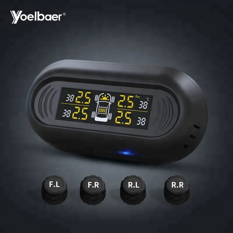 Yoelbaer שמשה קדמית מיני אלחוטי דיגיטלי מד רכב TPMS שמש כוח צמיג לחץ ניטור מערכת