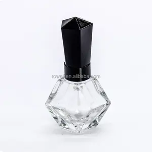 Wholesale Diamond shape 10ml nail polish bottle diamond shape black cap