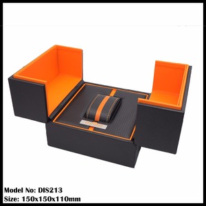 Caja de reloj de madera en colores naranja y negro, muy vendida. - Product Image 5