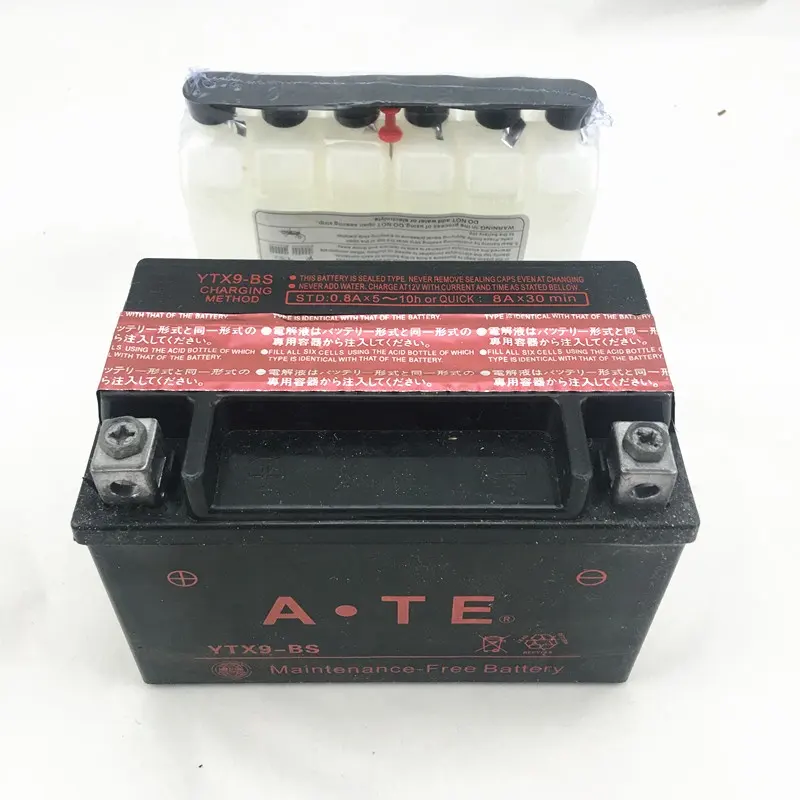 popular brand lead acid battery YTX9-BS for atv 250cc quad bike shineray ST-9E scooter motorcycle 9AH