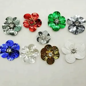 Free 3d Handmade Sequin Flower Rhinestones Beads Patches Applique Hand Embroidery Design Patterns