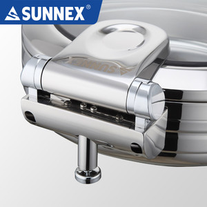 Plat de service en acier inoxydable à fond induction avec diamètre de 36 cm et verre trempé plus large pour hôtel et restaurant 6,0 litres - Product Image 4