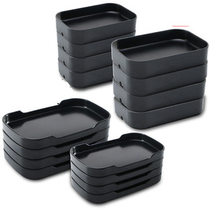 Rectangle Food Bbq Serving Tray Stackable Plastic Promo Colorful Restaurant Black Camping Plastic Plates in Stock Melamine