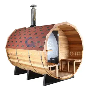 Factory supply Panoramic Barrel Sauna wooden outdoor cedar barrel sauna