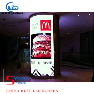 Full Color indoor soft curve Cylindrical magnetic led display P5 round arc led advertising video screen