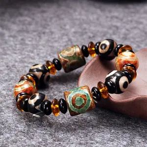 FO0027 Huilin Nine eyes stone beads bracelet simple eye beads bracelets Tibetan folk style beads bracelets