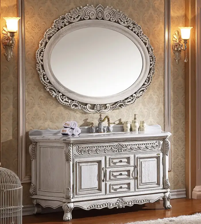 60 Inch The Bestseller Antique Bathroom Vanity Made of American Red Oak In Victorian Style In Classic White WTS- 805