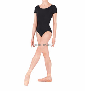 Wholesale High Quality Shiny Nylon Spandex Women <strong>Girls</strong> Short Sleeve <strong>Black</strong> Dance <strong>Leotard</strong> - Product Image 3