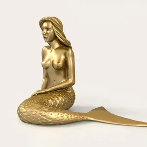 New art work statue life size cast beautiful golden brass bronze mermaid for indoor or outdoor decoration