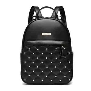 Mochila de estilo coreano brillante para estudiantes, morral de moda de alta calidad, impermeable, de cuero Pu, mochila negra personalizada