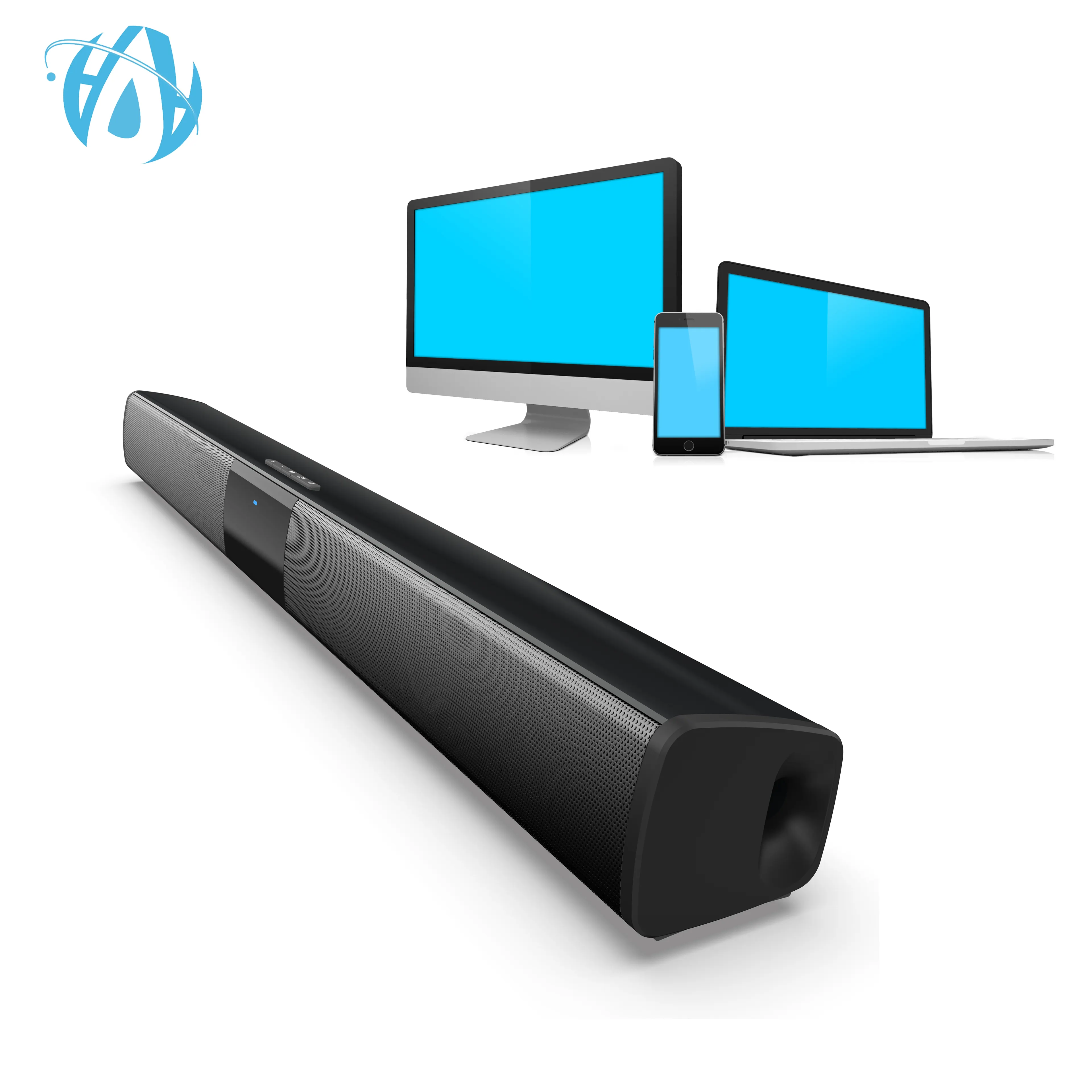 Home Theater Bluetooth Soundbar Speaker dengan 4 Berbagai Tanduk/3.5 Mm Audio Input/Micro Pengisian untuk TV /PC/Smartphone