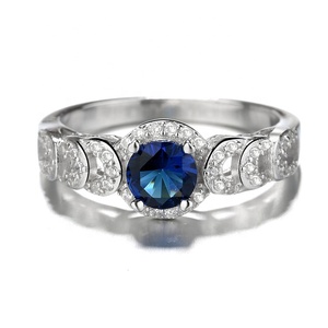 Anello in argento 925 zircone <span class=keywords><strong>italiano</strong></span> da donna in cristallo blu con pietra di zaffiro gioielli - Product Image 2