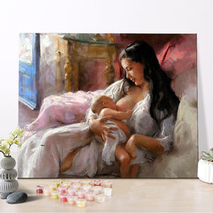 CHENISTORY DZ1062 Pintura por Números, Pintura al Óleo Moderna, Amor Maternal con Marco de Madera - Product Image 1