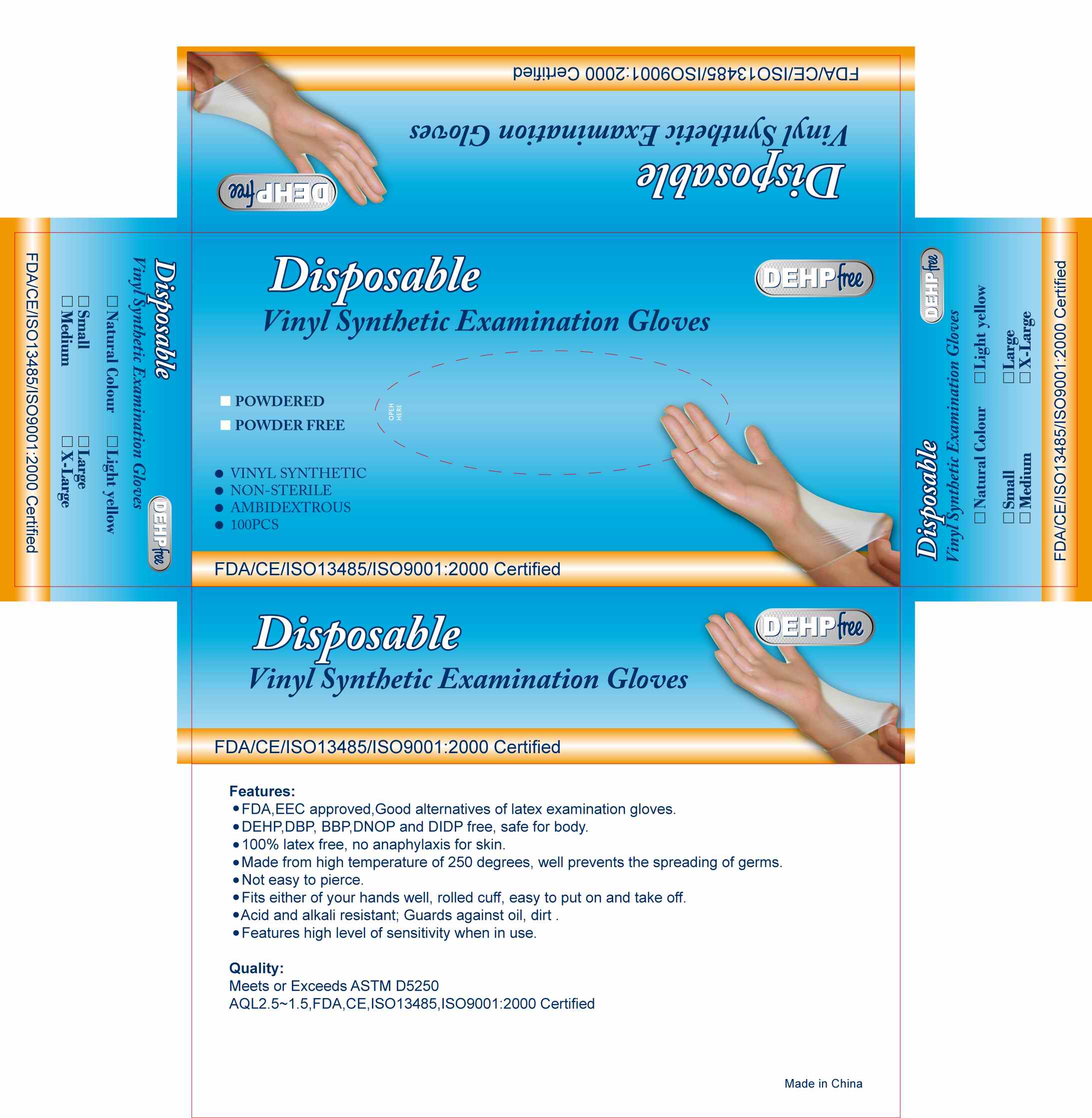 Синие/черные/белые на продажу, ПВХ Одноразовые варежки