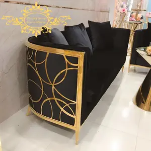 Conjunto de sofá de oficina de diseño moderno, <span class=keywords><strong>muebles</strong></span> de recepción <span class=keywords><strong>baratos</strong></span> de acero inoxidable con patrón redondo - Product Image 1