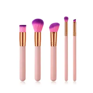 SFM Brand 5pcs Cosmetic Brush Set Rose Gold Tube 5 Pink Color Nylon Hair Makeup Brush Set Pink Makeup Brush Set