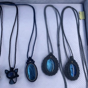 Ciondolo Naturale all'Ingrosso per Intaglio Fai-da-Te in Pietra di Luna <span class=keywords><strong>Blu</strong></span> Scuro e Labradorite Semi-Preziosa - Product Image 4