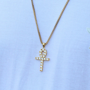 Diamante allanar oro Ankh encantos joyería de los colgantes del collar - Product Image 3