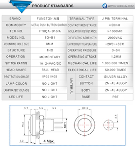 Interrupteur à bouton-poussoir Nolight 1A24V de couleur noire fraîche de <span class=keywords><strong>8mm</strong></span> - Product Image 6