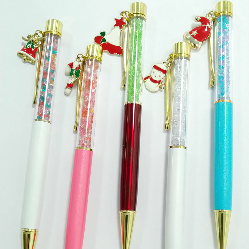 Custom Metal Christmas Snowman Pen With Tree Charms & Logo Oem