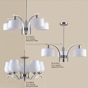 2017 best selling polished nickel modern white glass chandeliers & pendant lights (G-210-5 & G-210-3)