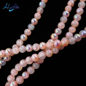 Pierres naturelles en Jade scintillant, perles amples en verre craquelé, 4Mm/6Mm/8Mm/10Mm