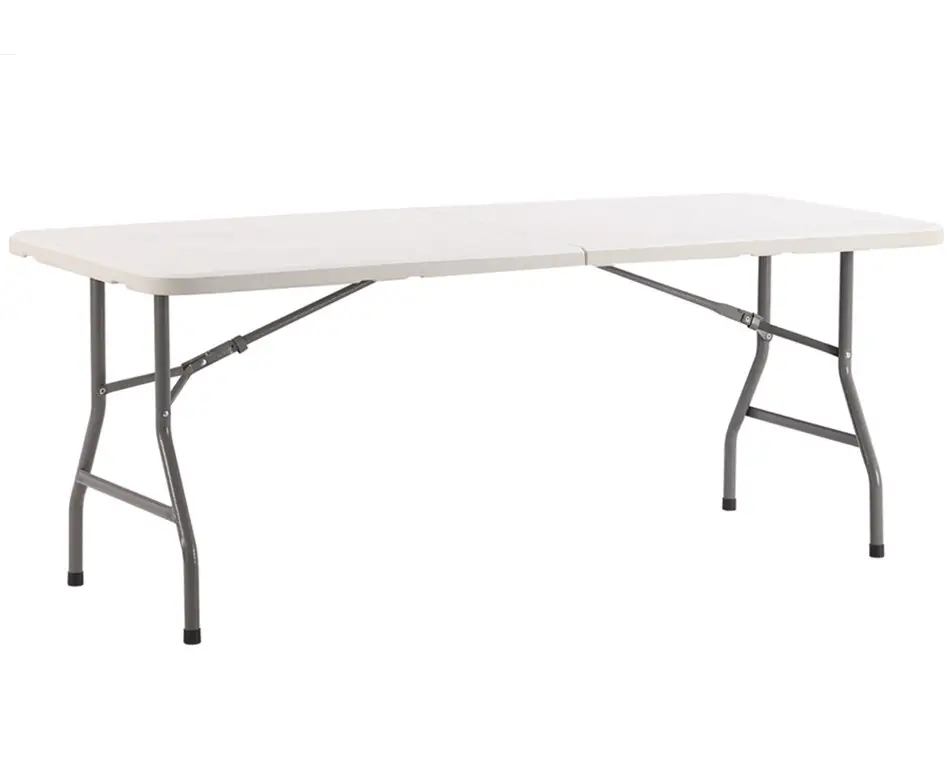 Großhandel 180cm 6ft Doppelseite Kunststoff Klappstuhl Tisch, Outdoor tragbare Camping Küche billige Metall Esstisch