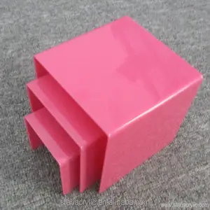 工厂批发优质方形丙烯酸立管立方体粉红色货架立管 3 包展示架