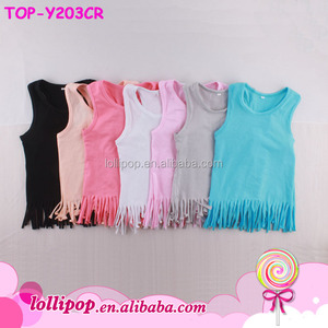 Dei bambini all'ingrosso Frangia Nappa Assetto <span class=keywords><strong>T</strong></span> <span class=keywords><strong>Shirt</strong></span> Multi-Colori Neonate Canotta In Cotone Solid Pianura calcio Per Bambini In Bianco Fringe Camicie - Product Image 2