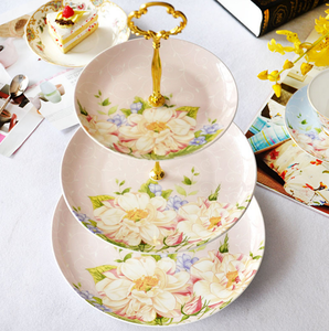 Ensemble de supports à gâteaux vintage <span class=keywords><strong>en</strong></span> céramique royale, support à gâteaux à 3 étages avec assiettes pour mariage - Product Image 3