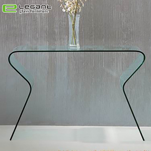 Table <span class=keywords><strong>console</strong></span> <span class=keywords><strong>en</strong></span> <span class=keywords><strong>verre</strong></span> cintré gris avec bord incurvé / Table <span class=keywords><strong>haute</strong></span> <span class=keywords><strong>en</strong></span> <span class=keywords><strong>verre</strong></span> - Product Image 6