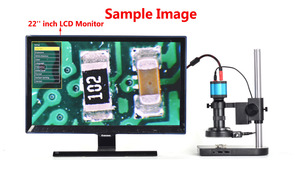 HAYEAR-Caméra Microscope HDMI 14MP, Objectif à Monture C, Lumière LED 144, Support pour Industrie Lab, Sortie USB, Carte TF, Enregistreur Vidéo - Product Image 6