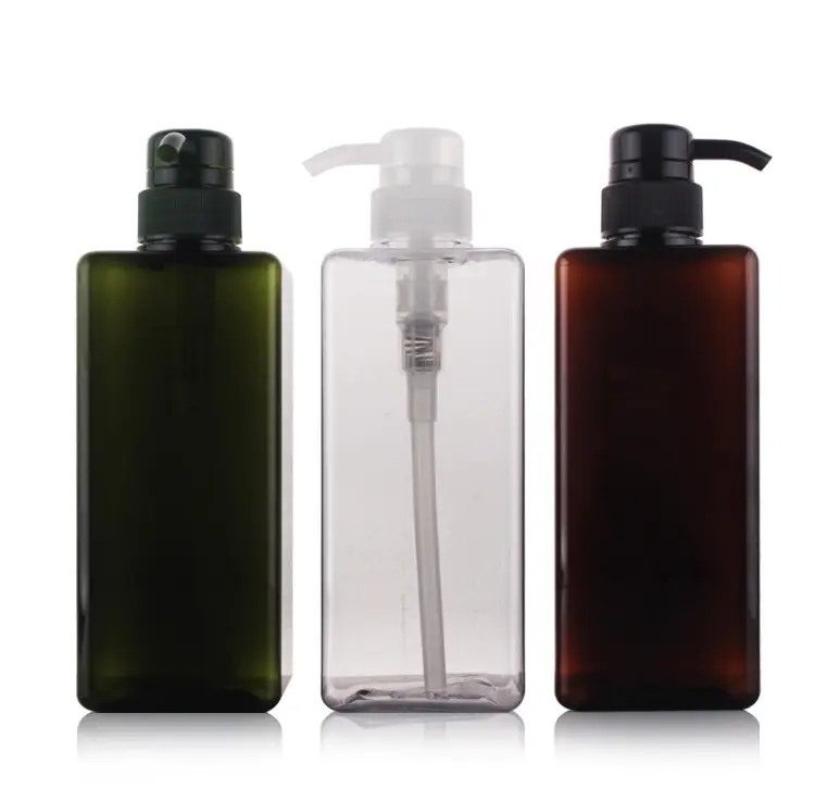 250ML 500ML Square Empty Shower Gel shampoo lotion Plastic PET Lotion Pump Bottle