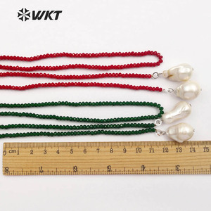 WT-N1115 Lungo <span class=keywords><strong>perline</strong></span> collane Multi-colore <span class=keywords><strong>perline</strong></span> di Cristallo liscio collane <span class=keywords><strong>con</strong></span> il bianco perla collane per le donne - Product Image 6