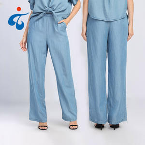 Venta caliente <span class=keywords><strong>C</strong></span>ómodo Lyocell Tejido Lavado Suelto Recto Mujeres Denim Jeans <span class=keywords><strong>Pantalones</strong></span> - Product Image 2