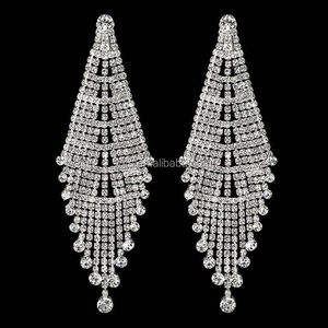 Pendientes colgantes de plata con diamantes de imitación <span class=keywords><strong>para</strong></span> mujer, aretes grandes, estilo moderno - Product Image 1