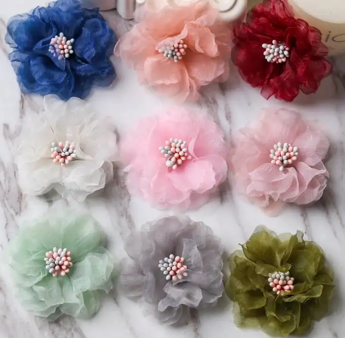 Korean handmade chiffon flowers diy clothing hair accessories headdress flower accessories factory wholesale flower accessories