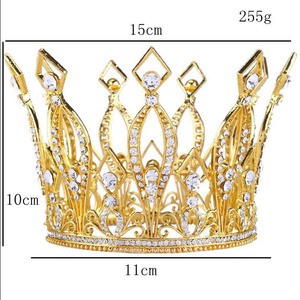 Corona Tiara Barocca Grande in Zirconia Dorata per Concorsi di Bellezza - Product Image 5