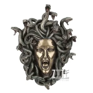 ตกแต่งแขวนทองเหลืองรูปปั้น bronze medusa ประติมากรรมผนัง