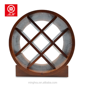 <span class=keywords><strong>Botte</strong></span> di legno Cremagliera del Vino Free Standing Visualizzazione Vino Cremagliera Rotonda Supporto di Bottiglia di Vino - Product Image 3